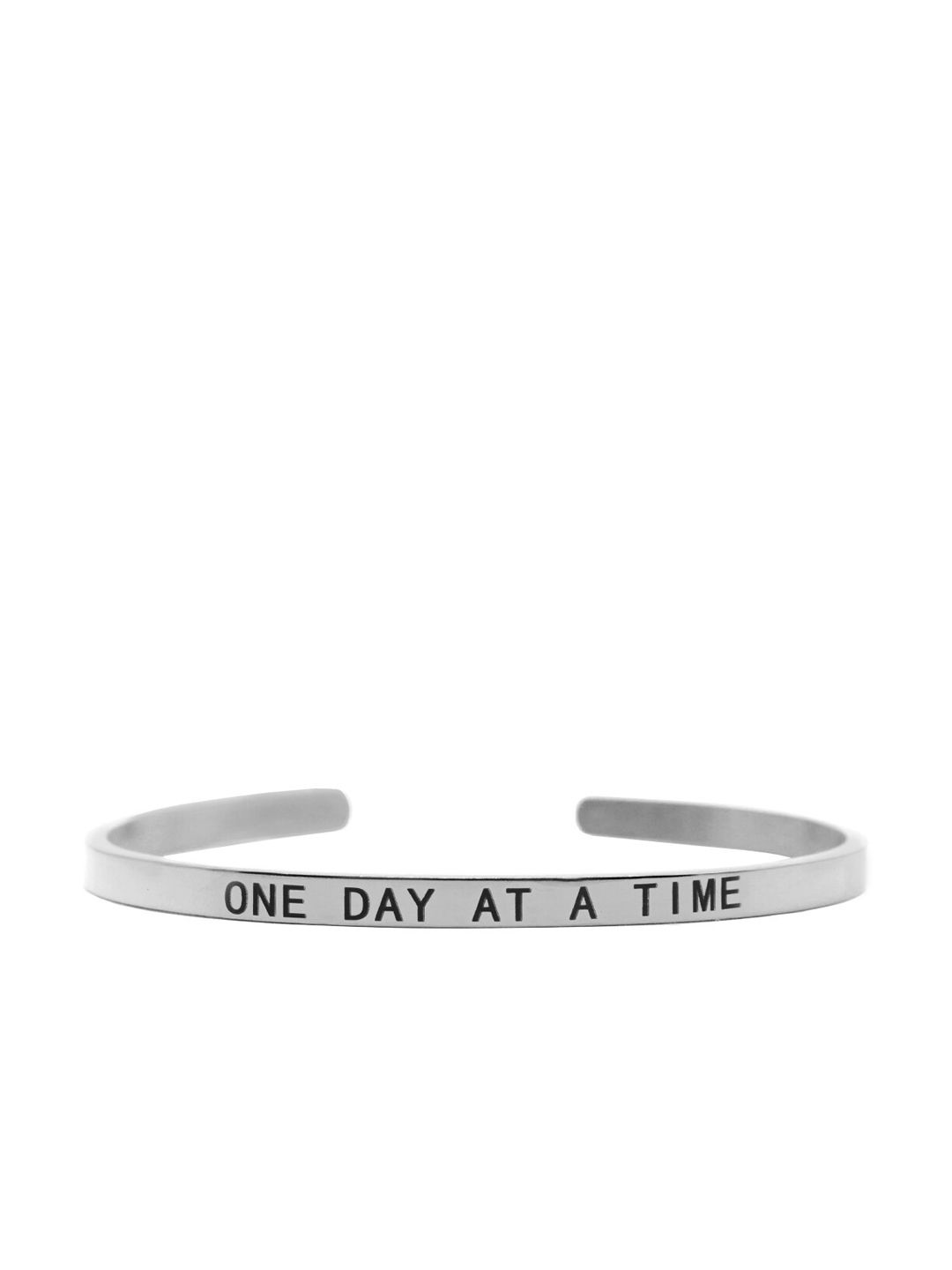 JOKER & WITCH Silver-Toned One Day at a Time Cuff Bracelet Price in India