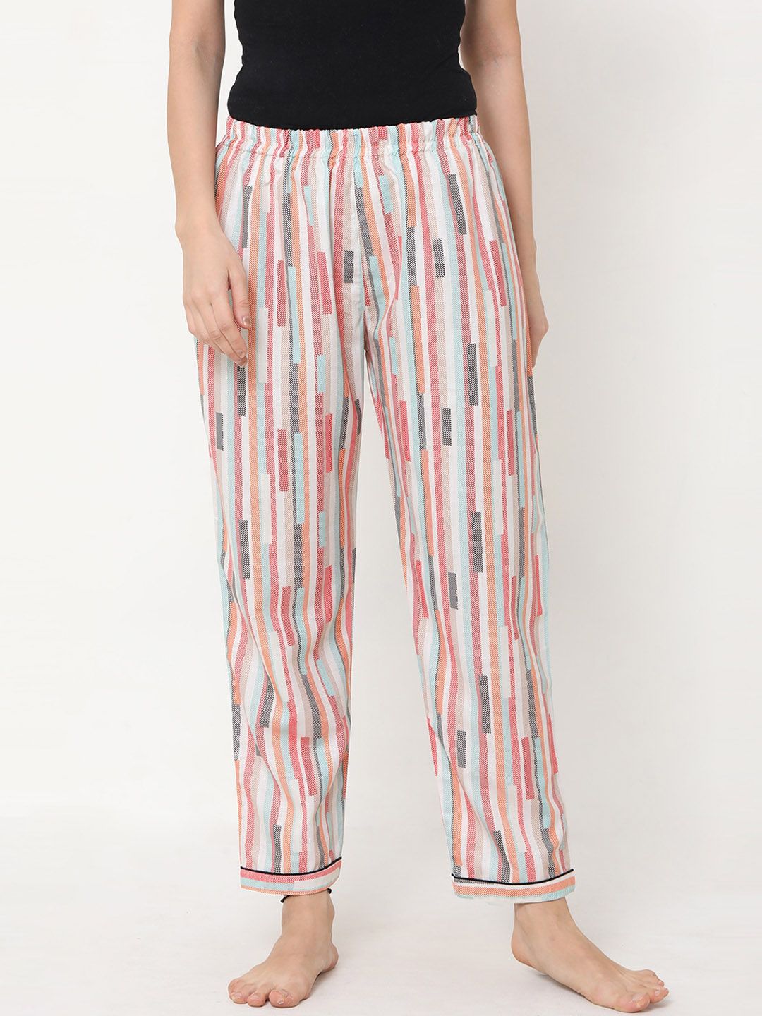 FashionRack Women White & Red Printed Lounge Pants Price in India