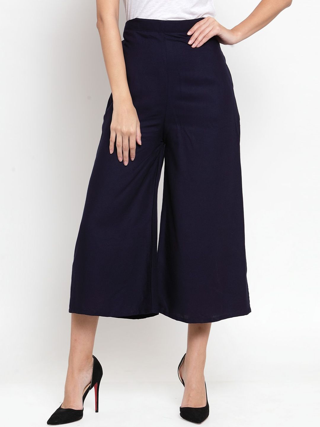 Clora Creation Women Navy Blue Regular Fit Solid Culottes Price in India