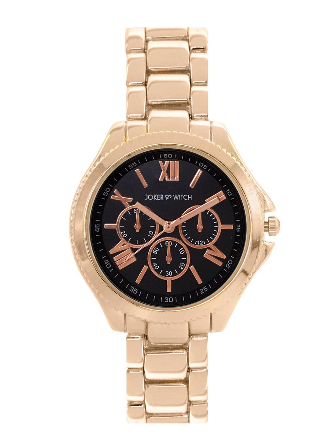 JOKER & WITCH Women Black & Rose Gold-Toned Analogue Watch AMWW437 Price in India