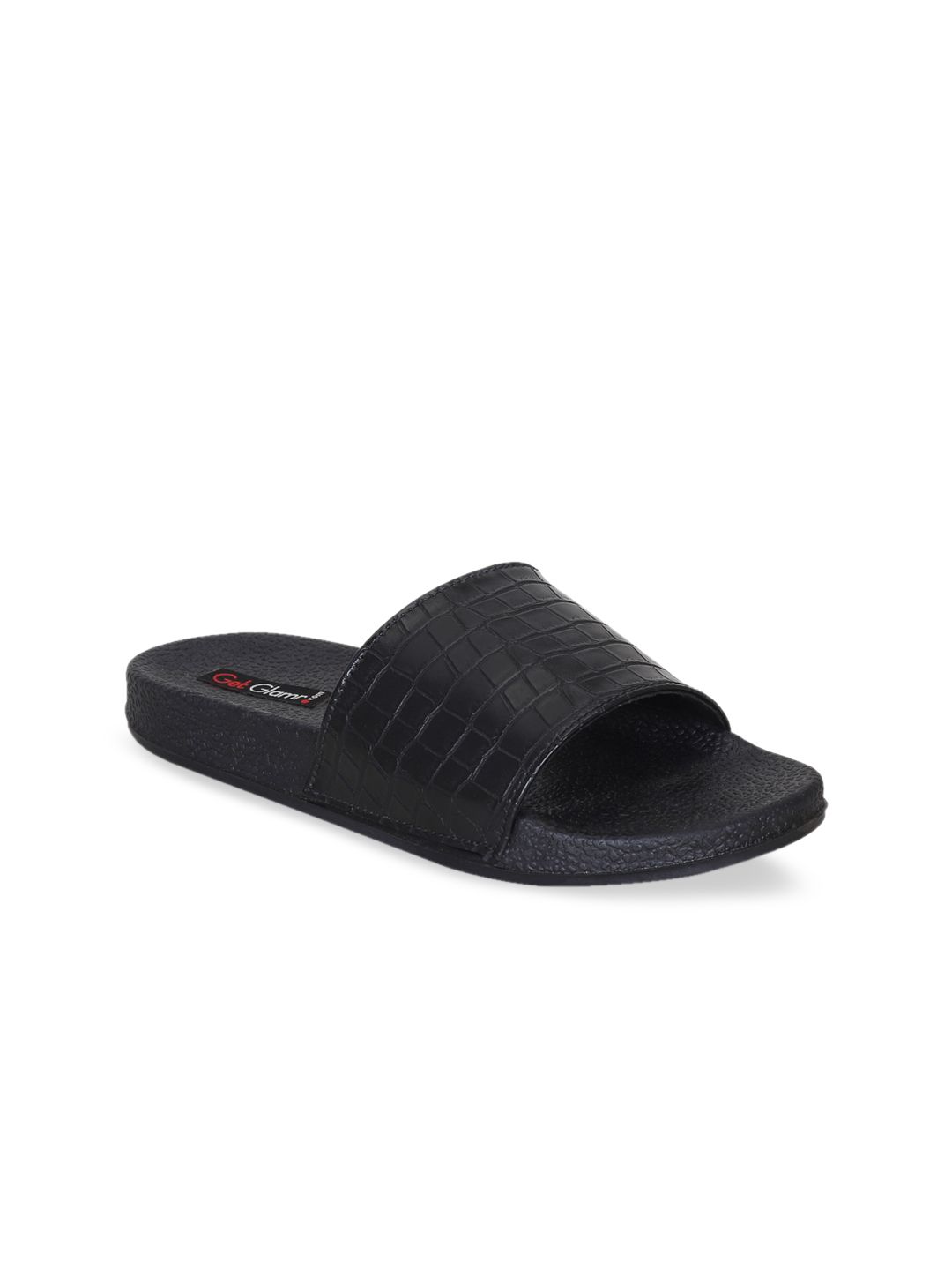 Get Glamr Women Black Self Design Sliders Price in India