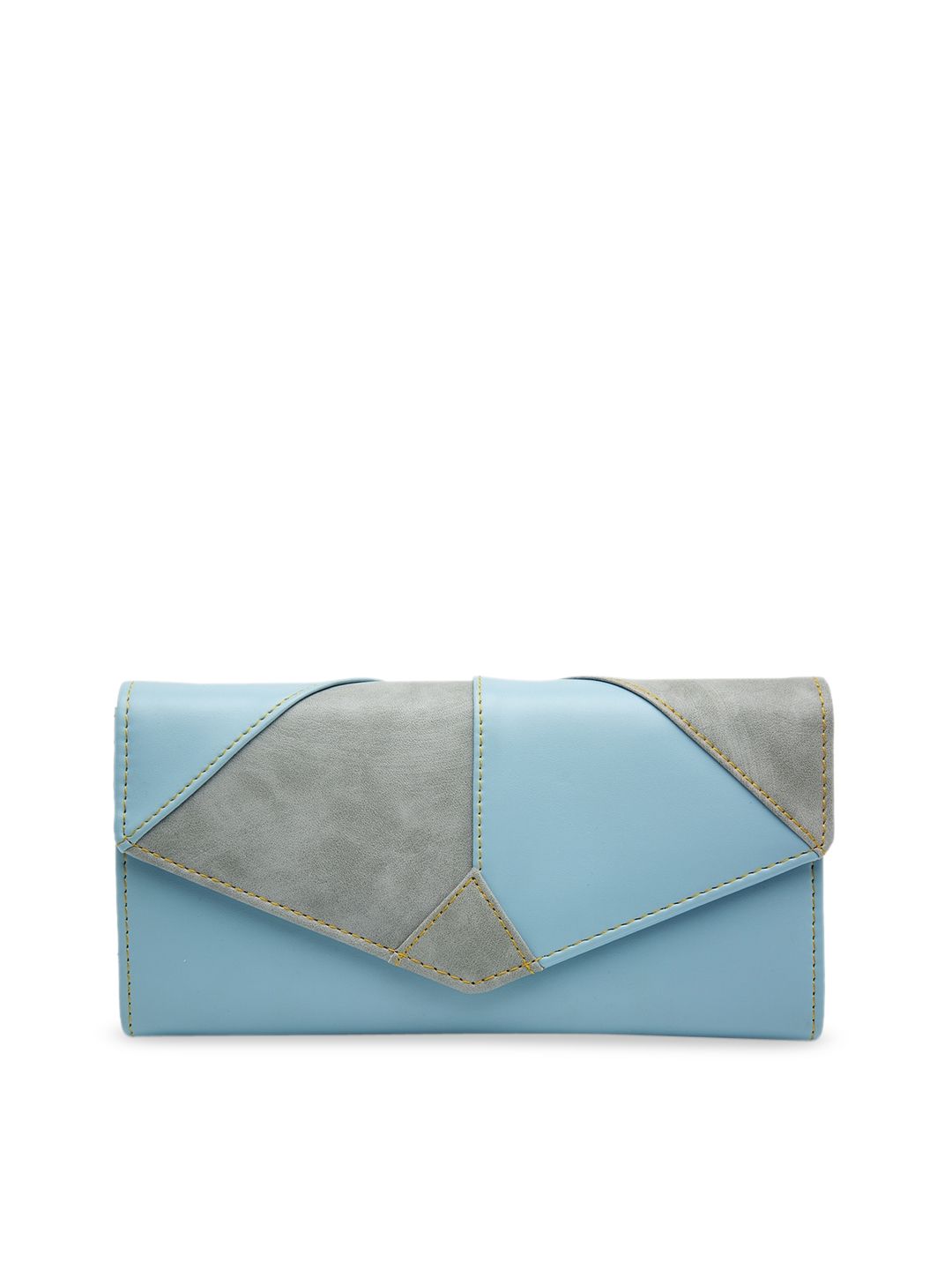 Butterflies Women Grey & Blue Colourblocked Envelope Wallet Price in India