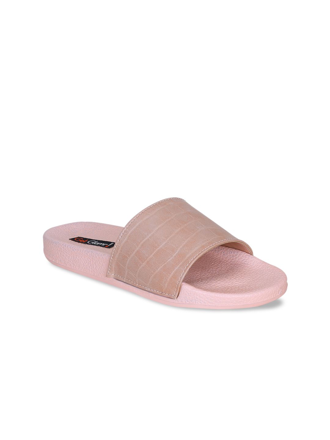 Get Glamr Women Pink Textured Sliders Price in India