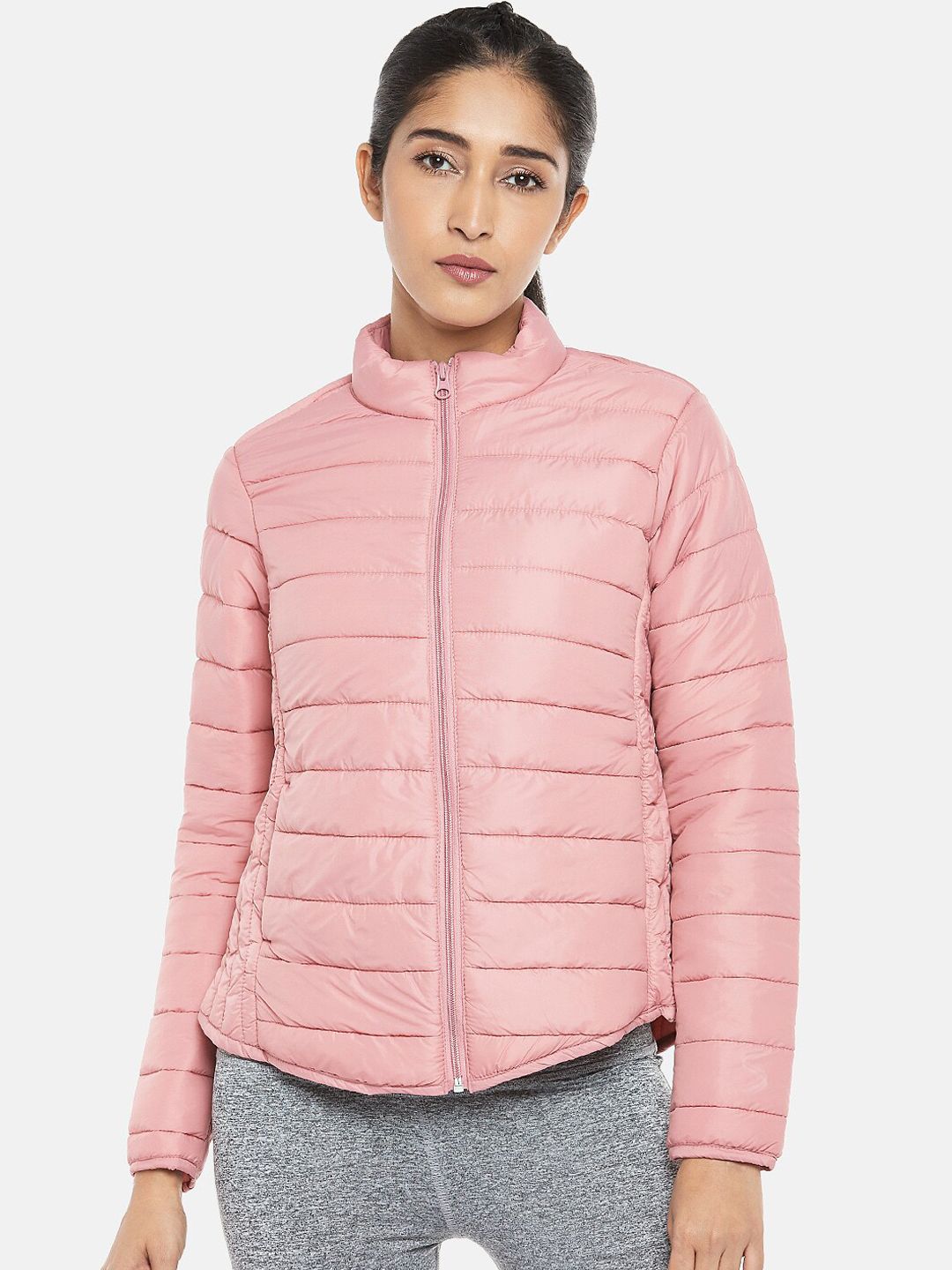 Ajile by Pantaloons Women Pink Solid Puffer Jacket Price in India