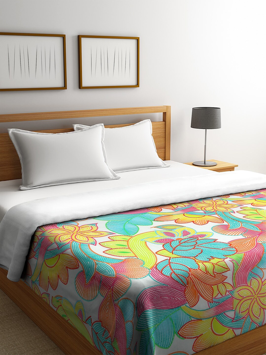 REME Blue & Yellow Floral Heavy Winter 150 GSM Double Bed Quilt Price in India