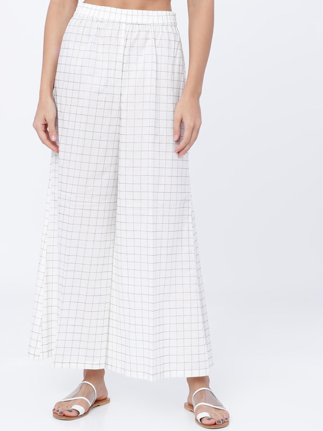 Vishudh Women Off White Checked Price in India