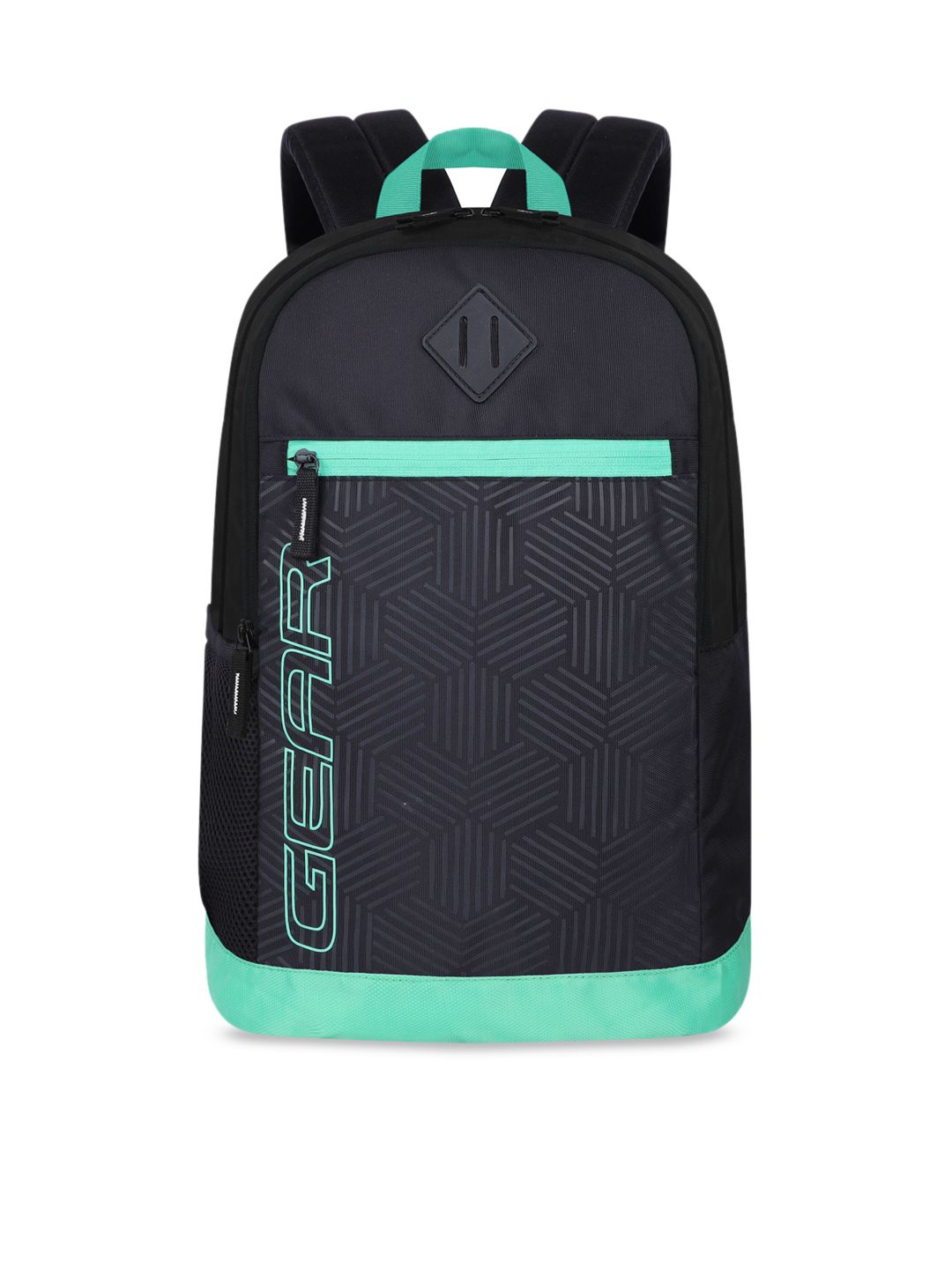 Gear Unisex Black & Green Brand Logo Backpack Price in India