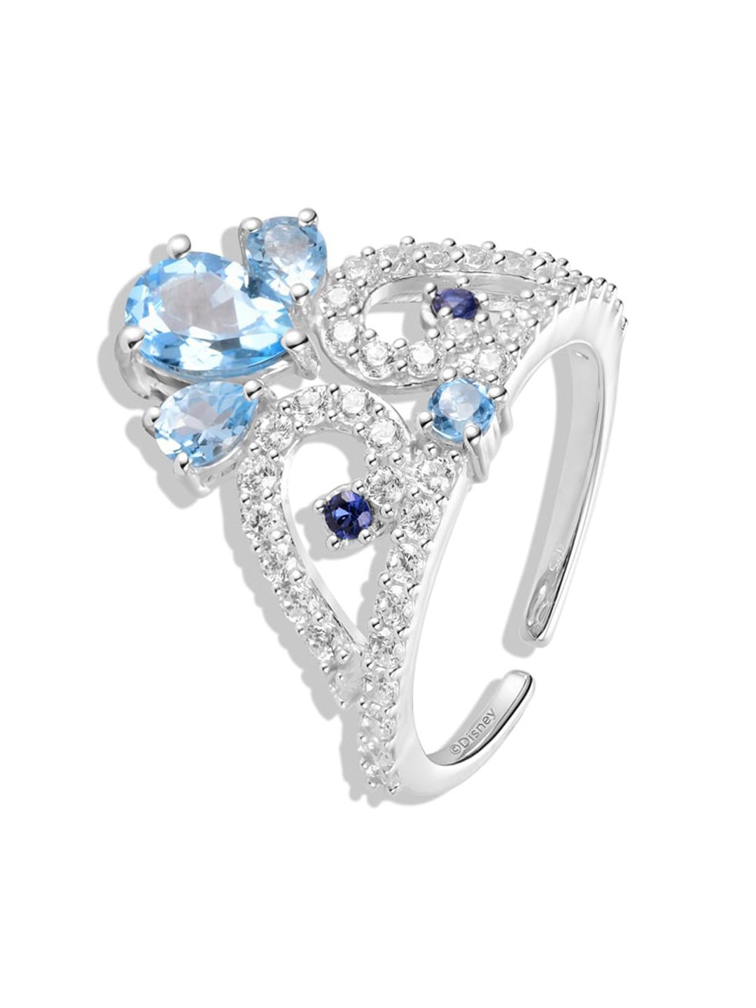 TALISMAN Women Silver & Blue Handcrafted Adjustable Disney Princess Cinderella Finger Ring Price in India