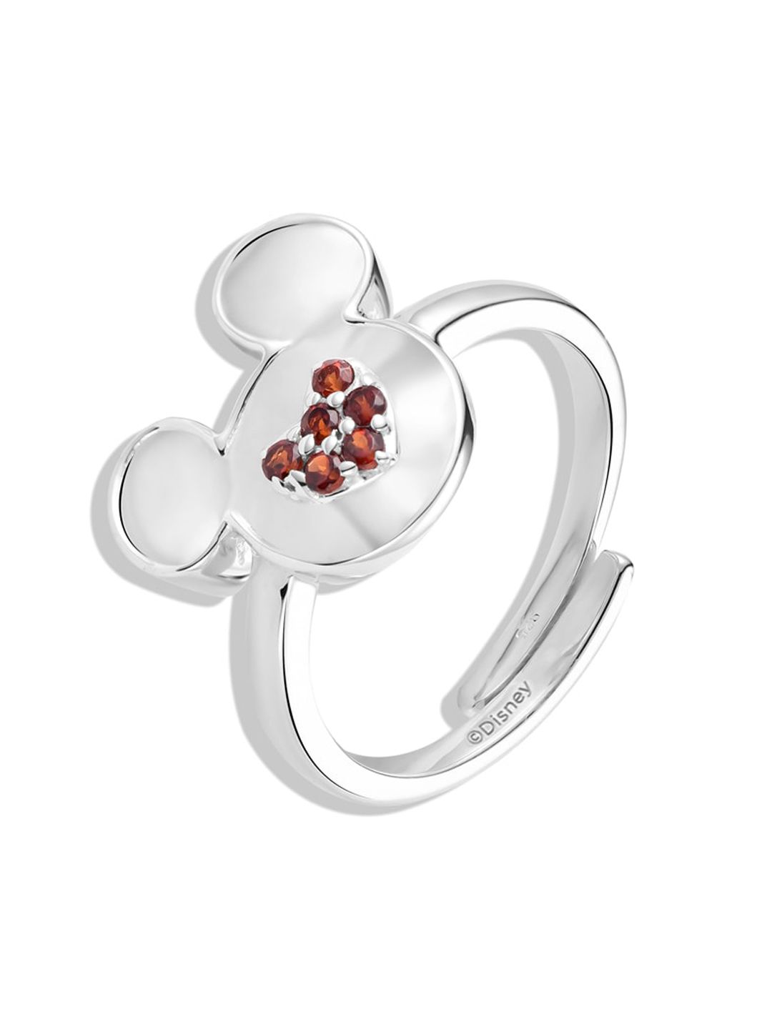 TALISMAN Woman Silver & Red Handcrafted Adjustable Disney Mickey Mouse Shaped Finger Ring Price in India