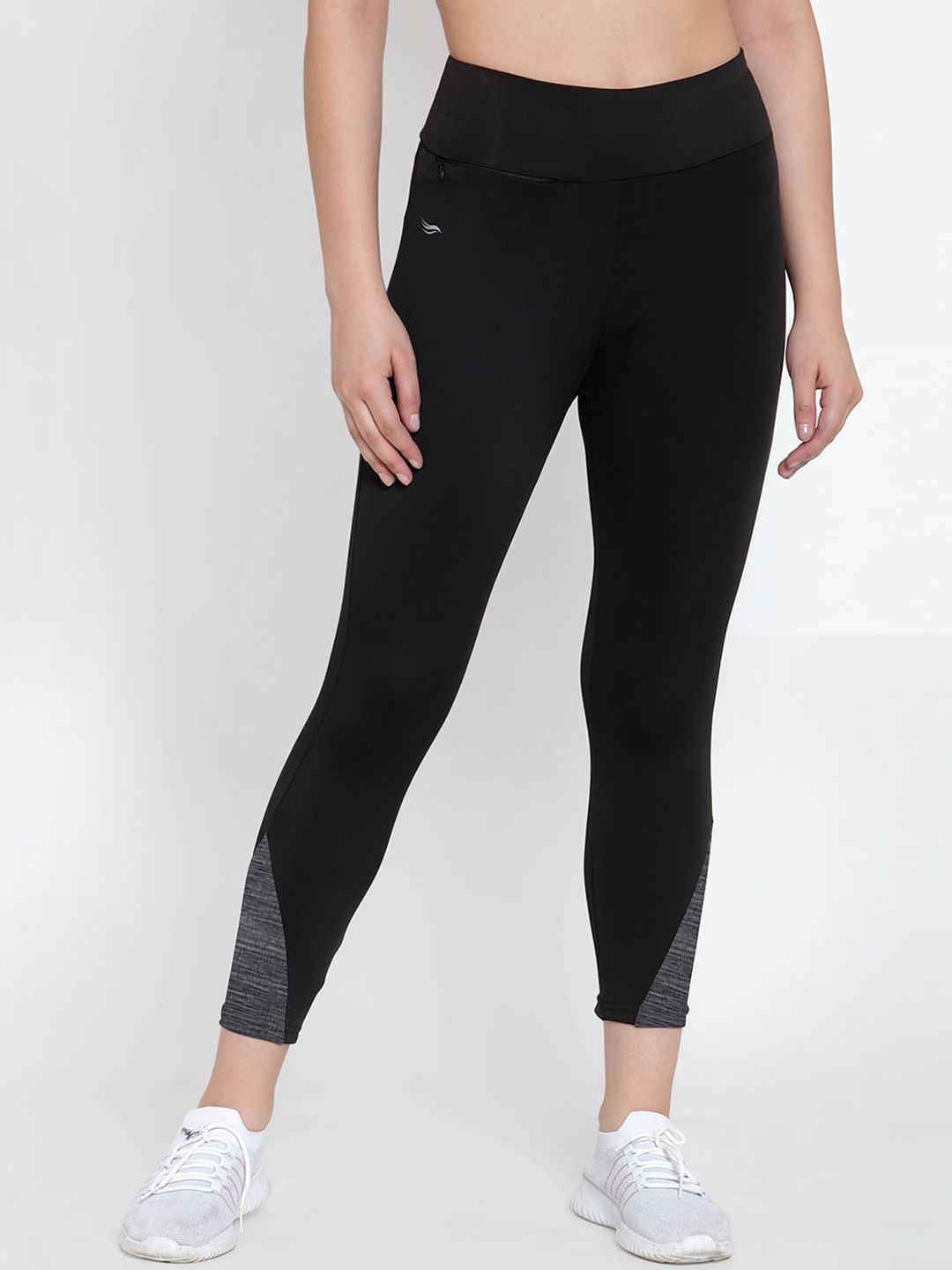 CUKOO Women Black Colourblocked Comfort Fit Tights Price in India