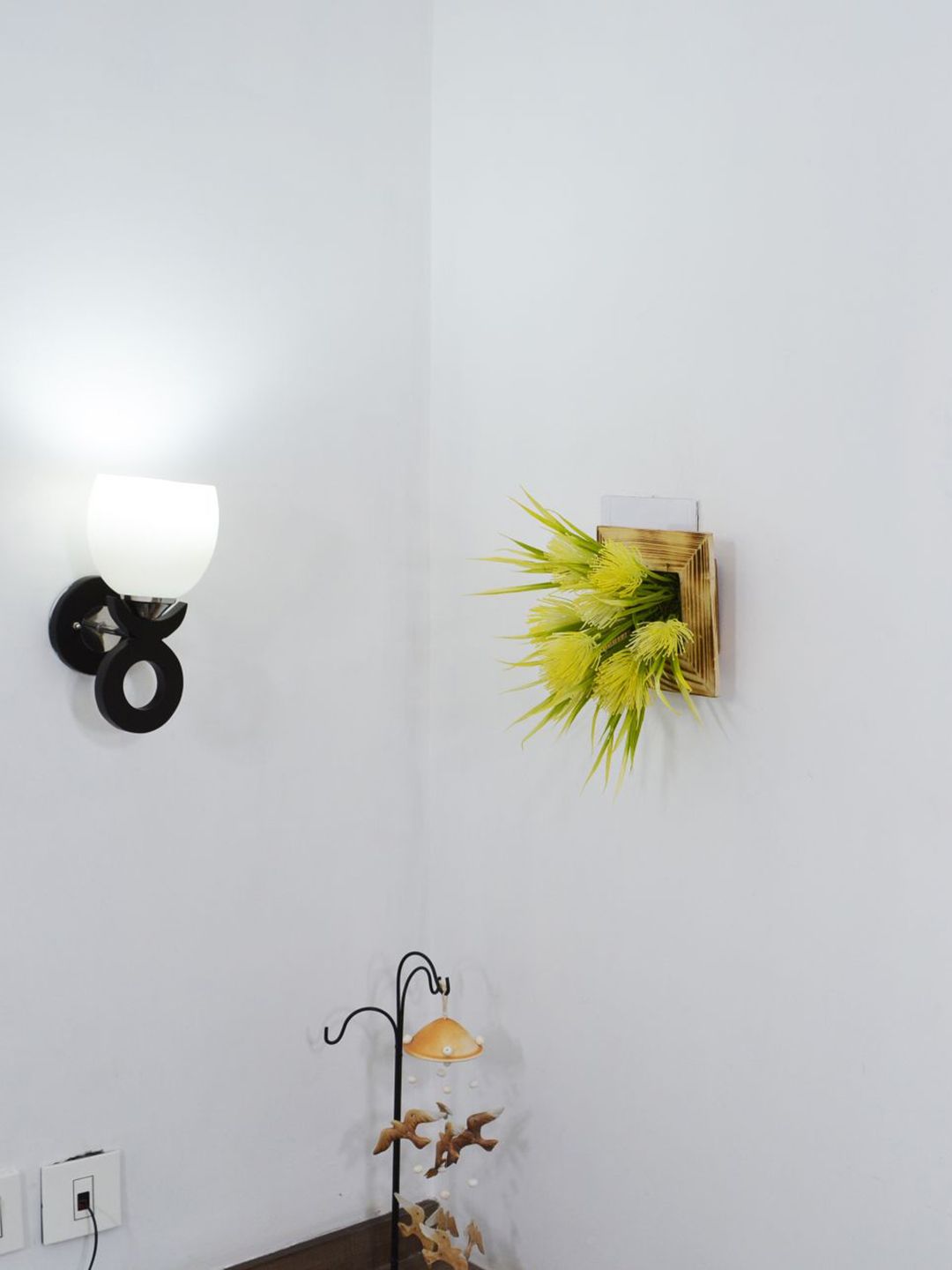 fancy mart Yellow & Green Artificial Wall Seed Plant With Wall Hanging Panel Price in India