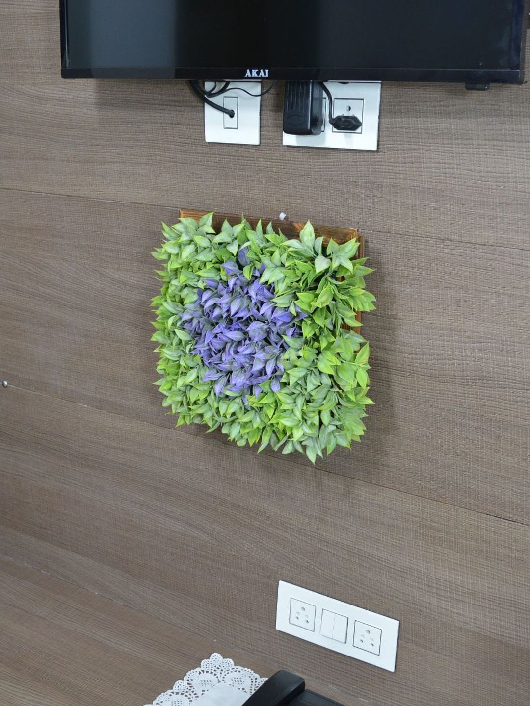 fancy mart Green & Purple Artificial Latex Plants With Wall Hanging Panel Price in India