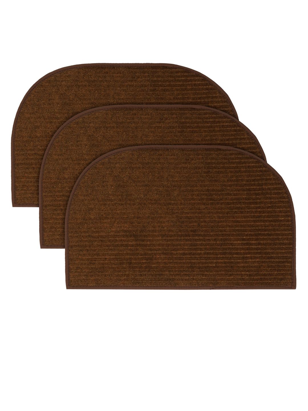 Kuber Industries Set of 3 Brown Solid Anti-Skid Doormats Price in India