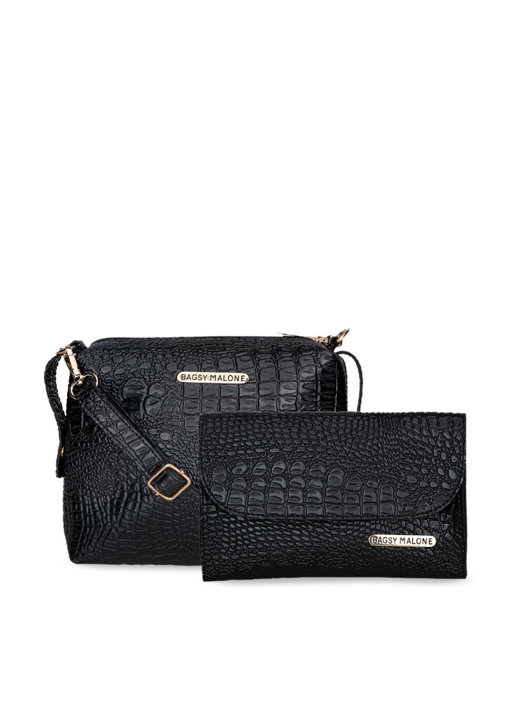 Bagsy Malone Black Pack of 2 Textured Bag Price in India