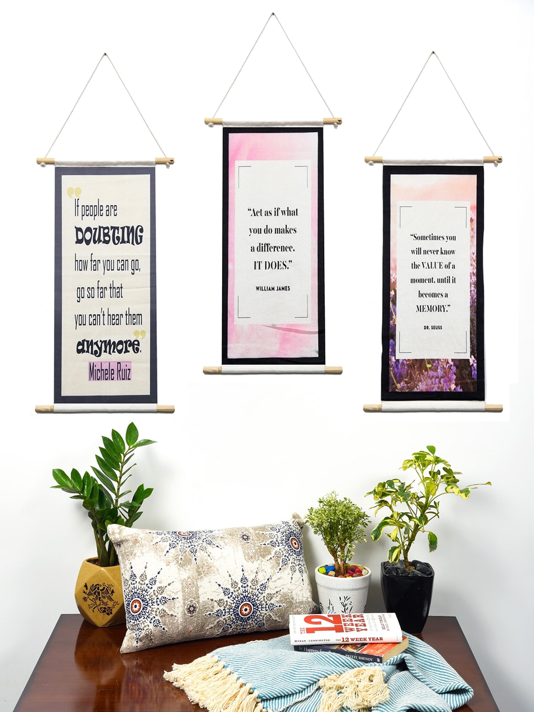 BELLA TRUE Set of 3 Digital Quotes Printed Wall Hangings Price in India