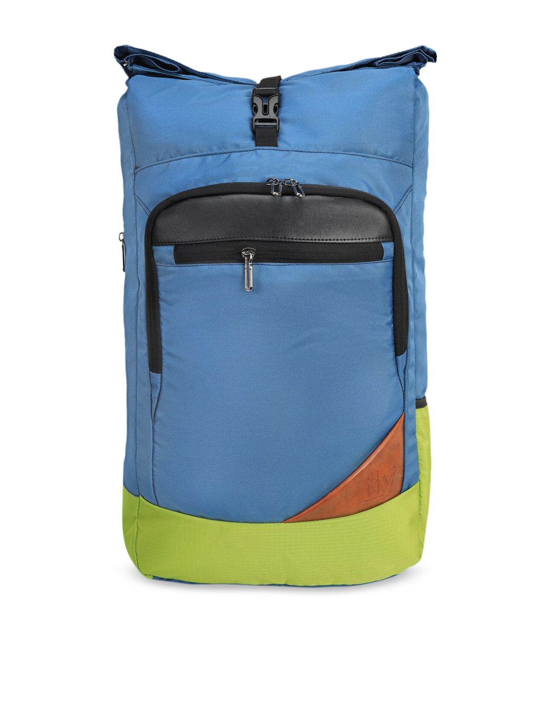 Fly Fashion Unisex Blue & Green Colourblocked Backpack Price in India