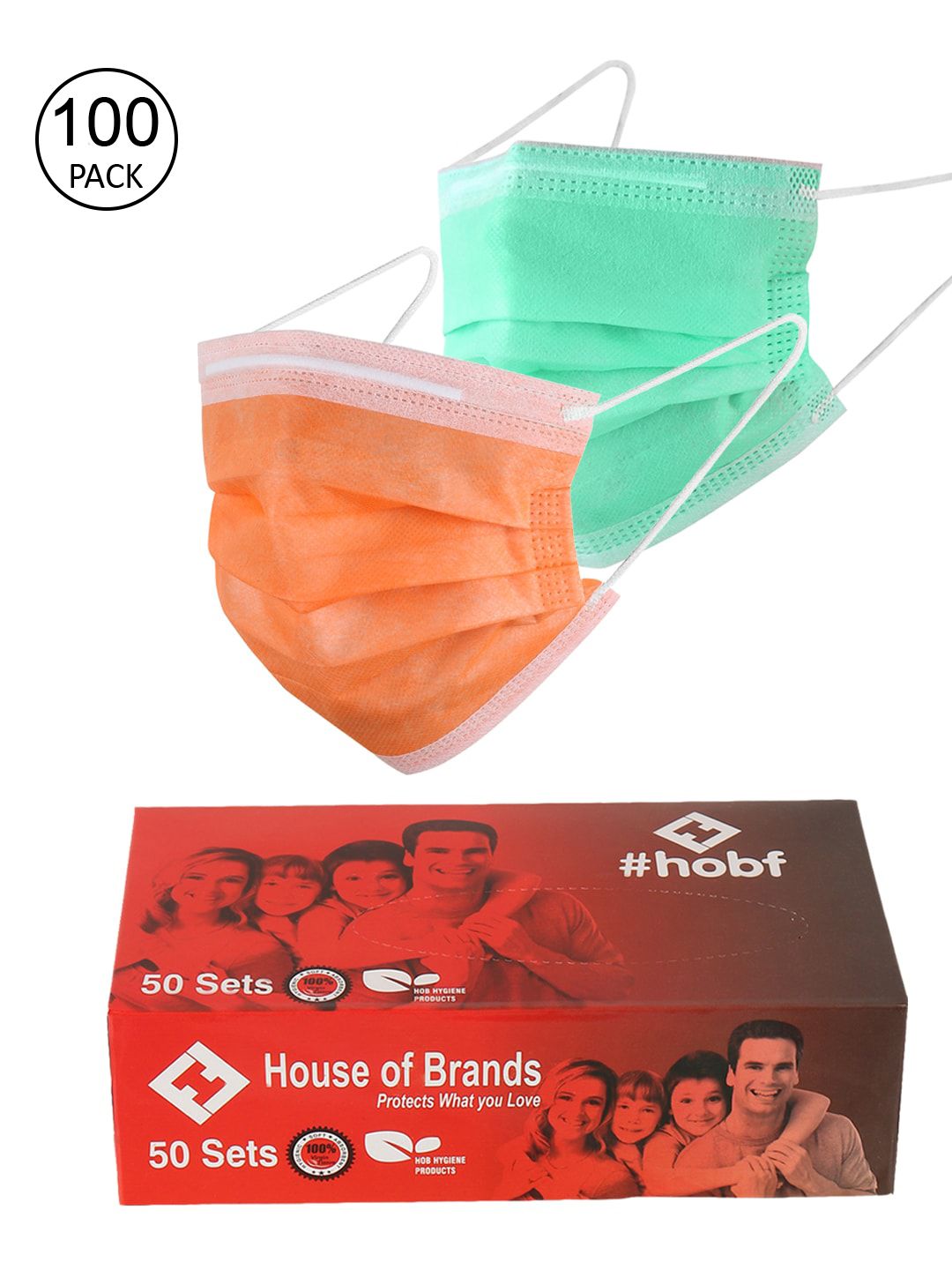 LONDON FASHION hob Pack Of 100 3 Ply Ultrasonic Disposable Masks With Nose-Pin Price in India