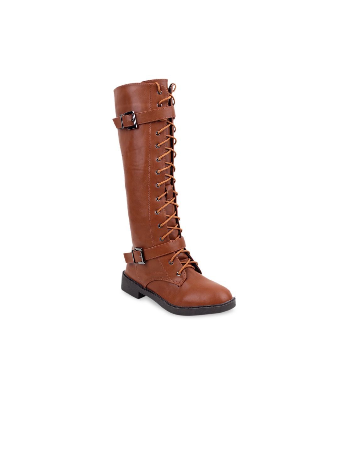 MSC Women Tan Solid Heeled Boots Price in India