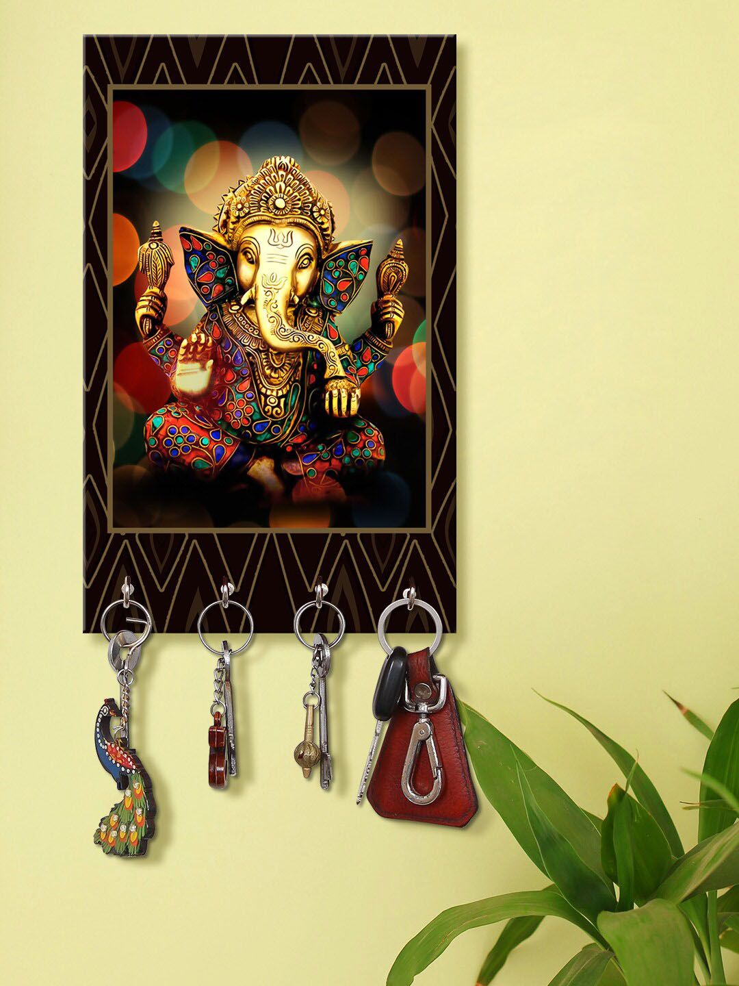 999Store Copper-Toned & Red Decorative Ganesha Key Holder Price in India