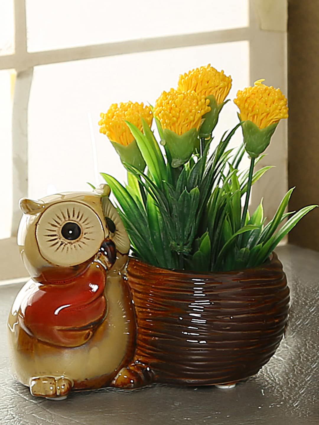 Aapno Rajasthan Brown & Beige Colourblocked Ceramic Pot Price in India