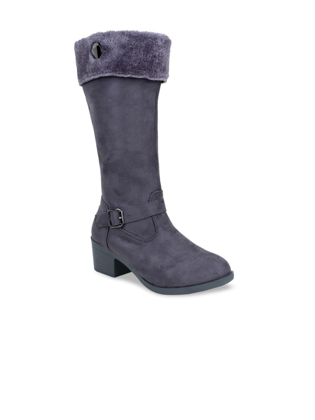 MSC Women Grey Solid Heeled Boots Price in India