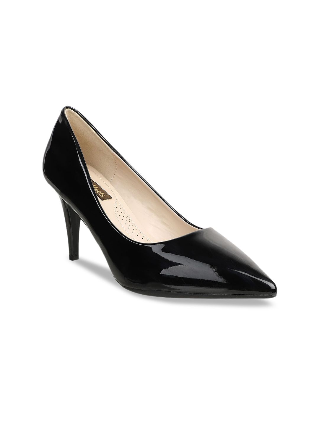 Flat n Heels Women Black Solid Pumps Price in India