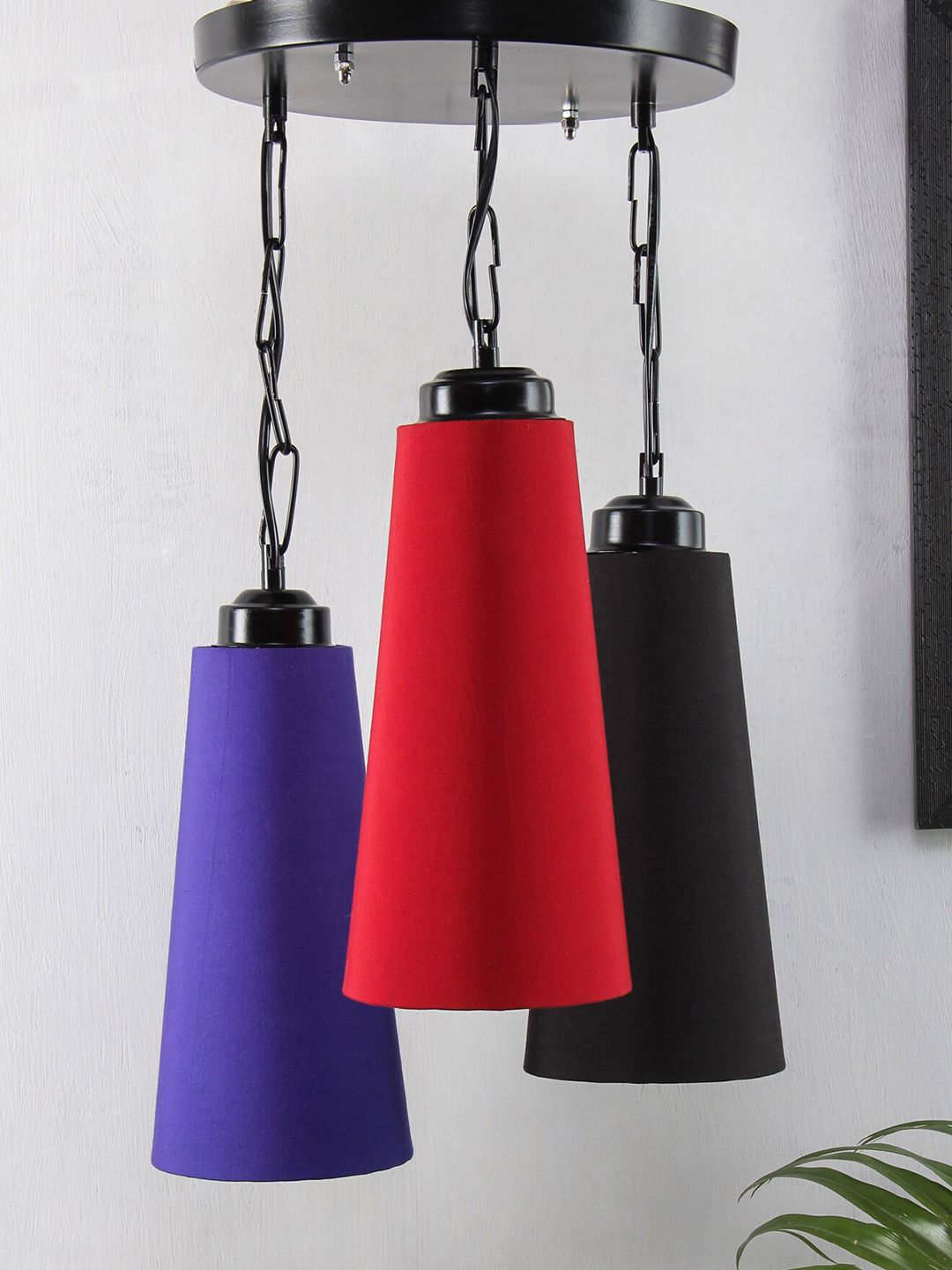 Devansh Black & Blue Solid Triple Conical Traditional Cluster Light