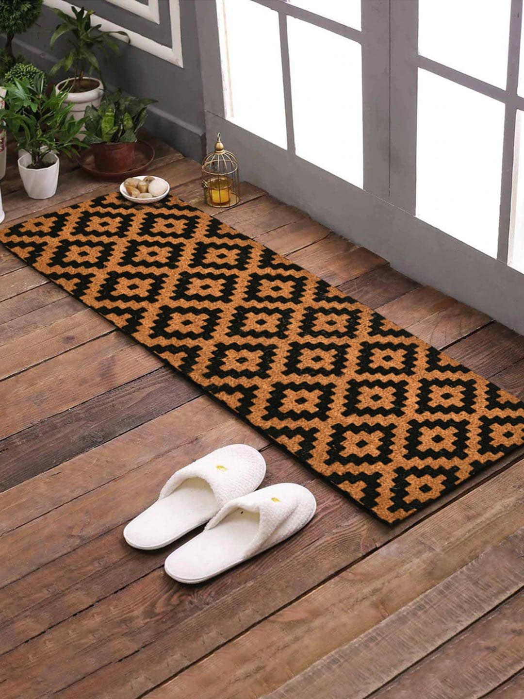 SWHF Brown & Black Printed Anti-Skid Doormat Price in India