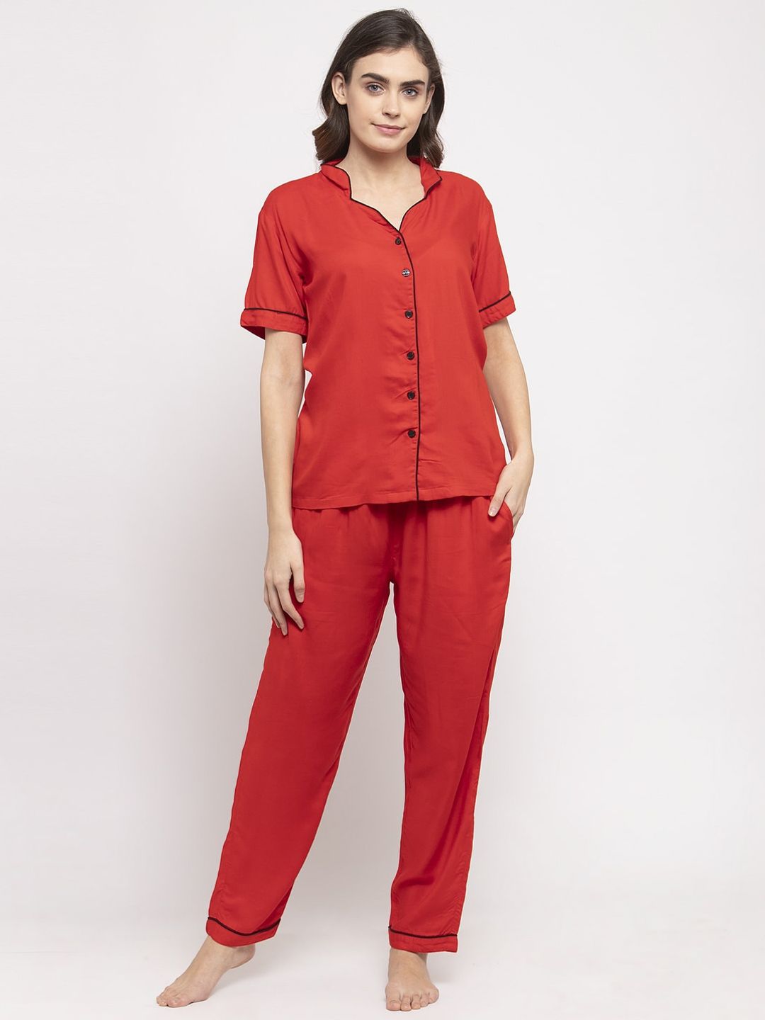 NEUDIS Women Red Solid Night suit Price in India