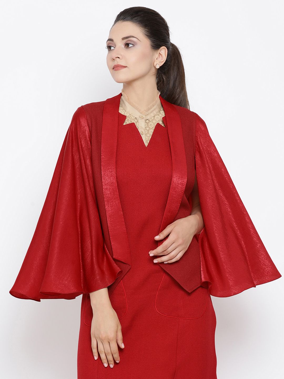 OFFICE & YOU Women Red Solid Tailored Jacket Price in India