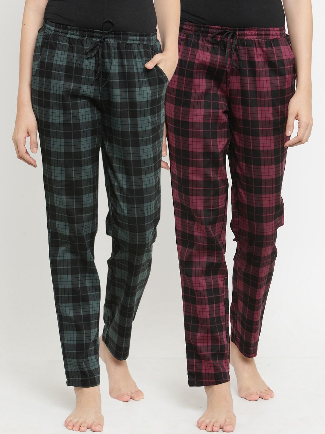 Claura Women Pack of 2 Checked Lounge Pants Price in India