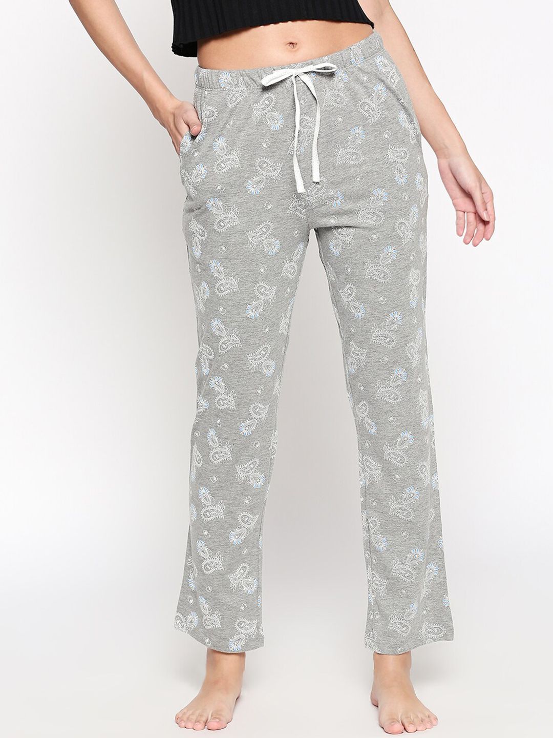 Dreamz by Pantaloons Women Grey Printed Lounge Pants Price in India