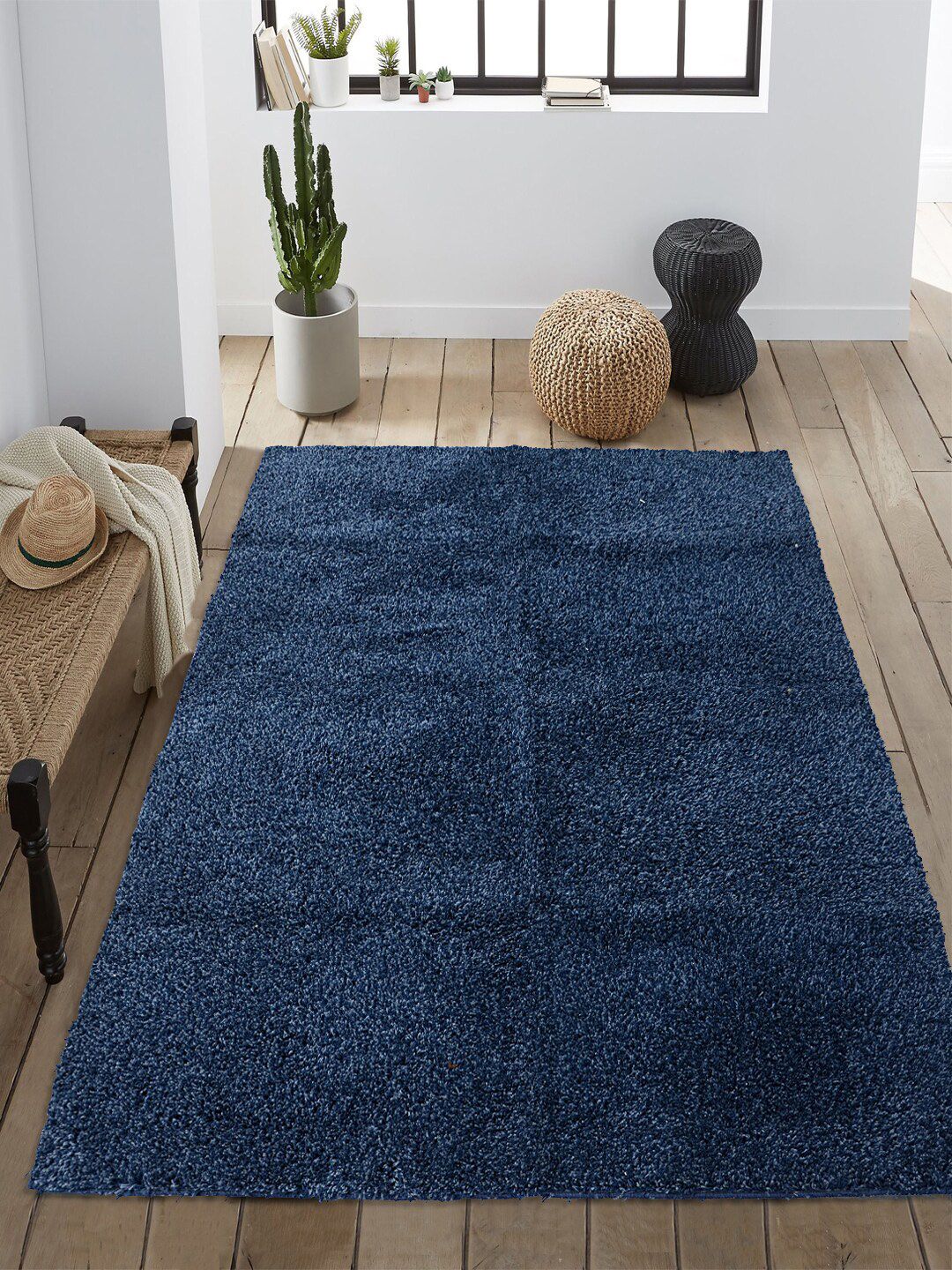 Saral Home Blue Solid Anti-Skid Carpet Price in India