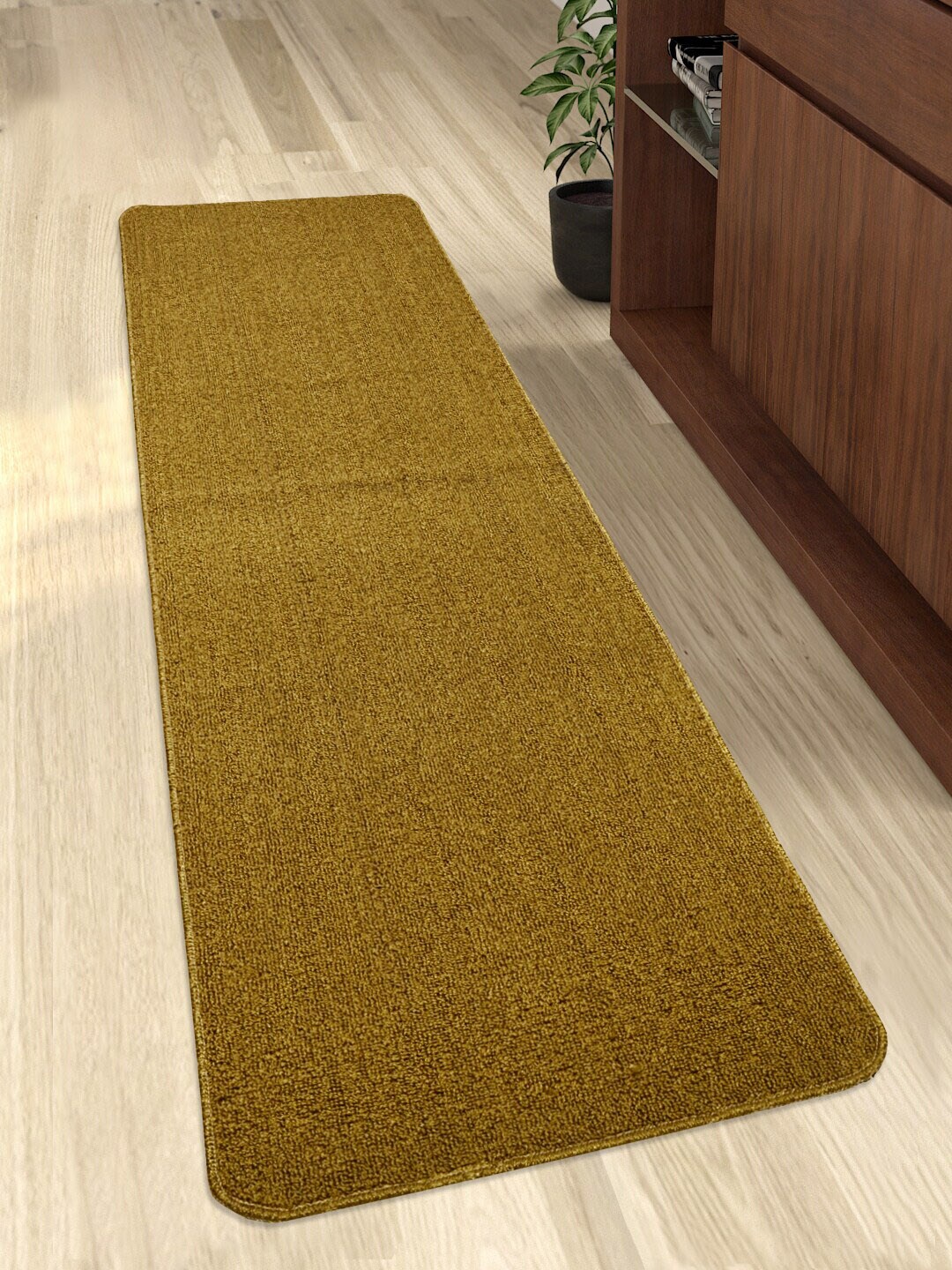 Saral Home Gold-Coloured Solid Antiskid Floor Runner Price in India