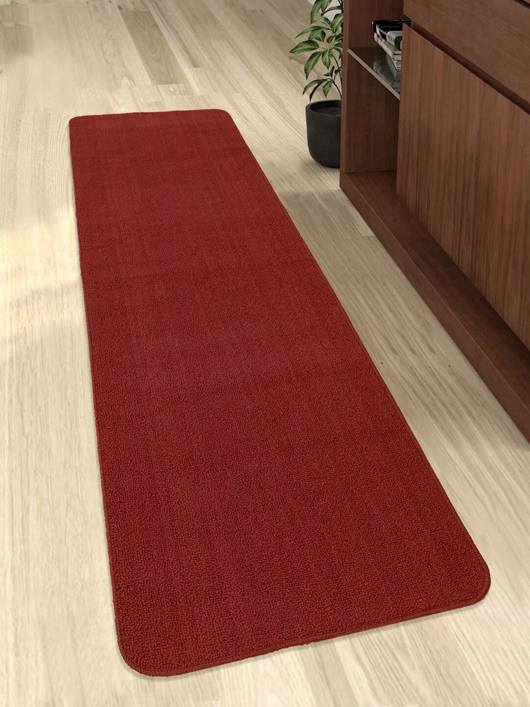 Saral Home Maroon Solid Anti Slip Runner Price in India