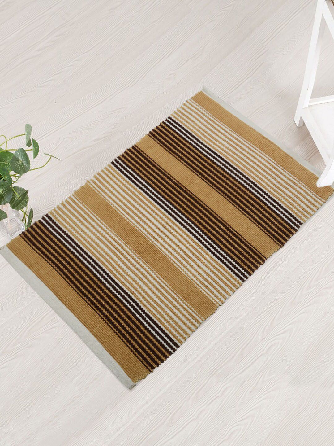 Saral Home Beige & White Striped Floor Mat Price in India