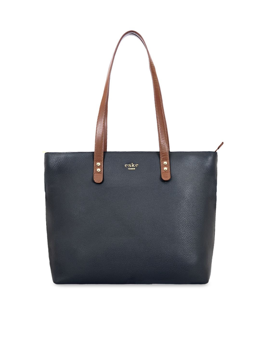 Eske Navy Blue Solid Leather Shoulder Bag Price in India