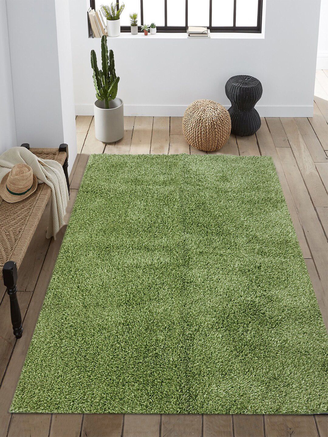 Saral Home Green Solid Anti-Skid Carpet Price in India