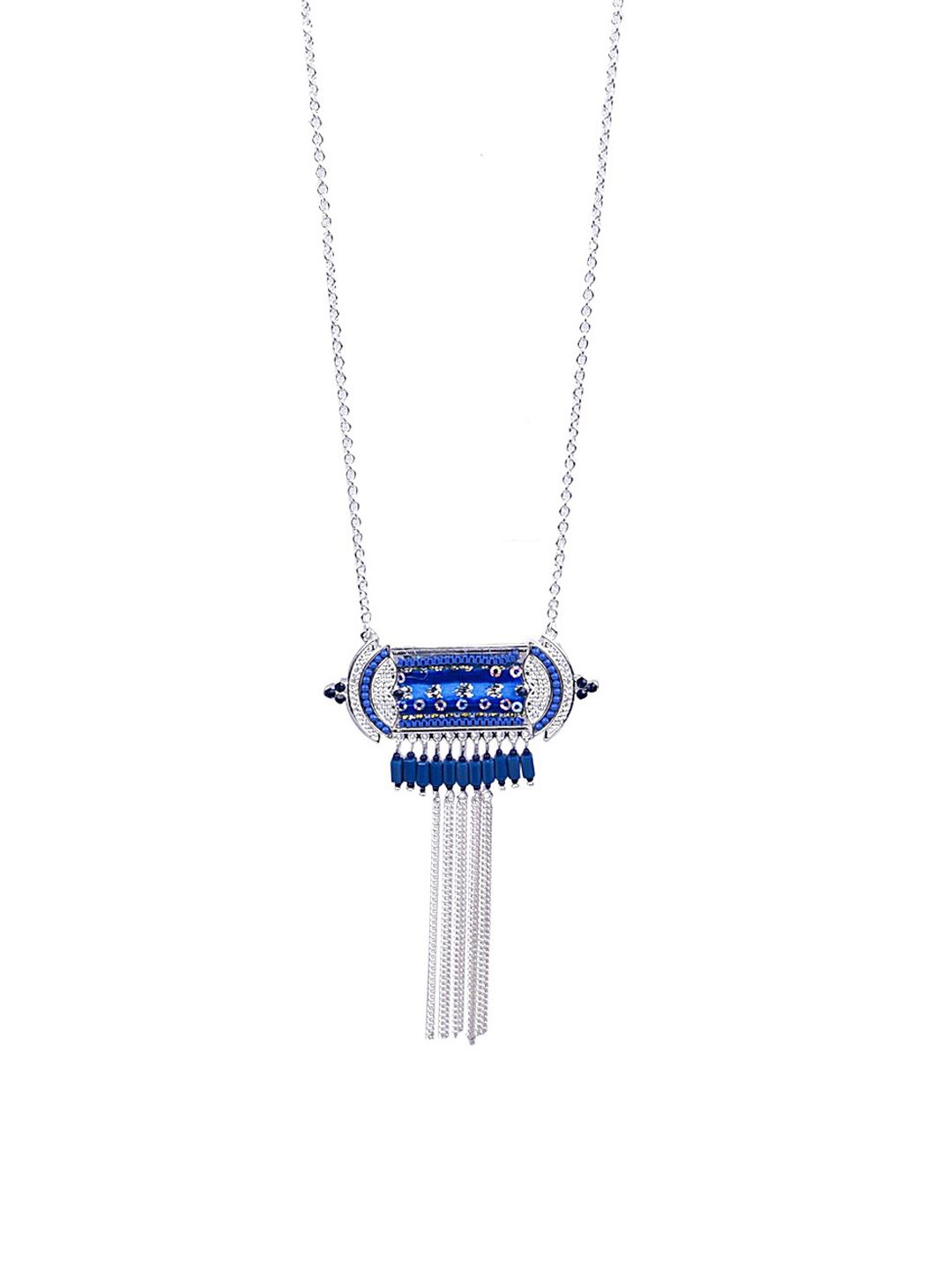 AQUASTREET Silver-Plated Blue Bohemian Necklace Price in India
