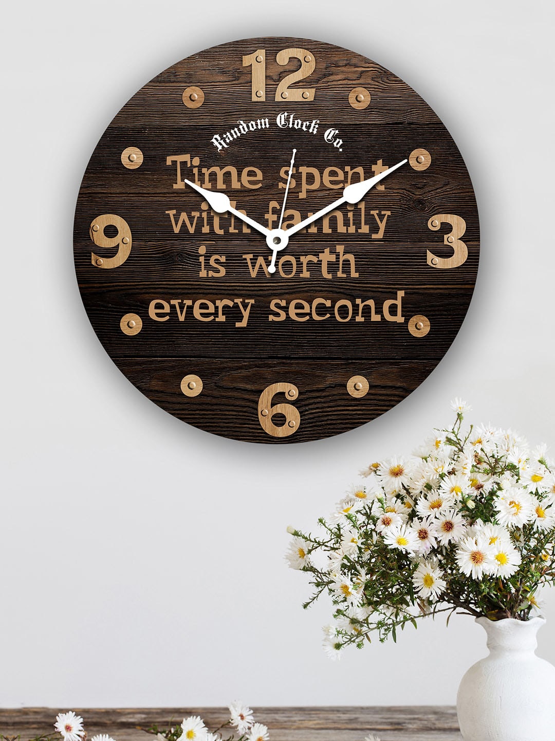 RANDOM Brown Rustic Old Degine Wooden Analogue Wall Clock Price in India