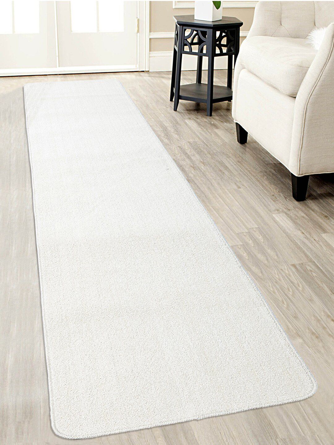 Saral Home Unisex Off White Solid Anti-Skid Floor Runner Price in India