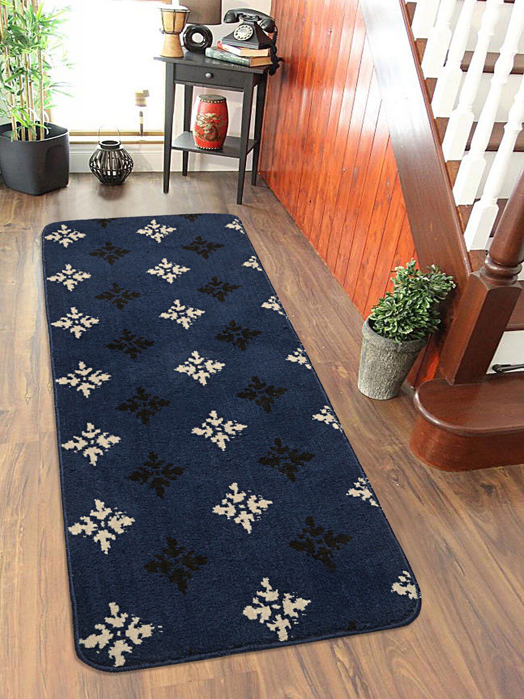 Saral Home Blue & Black Antiskid Floor Runner Price in India