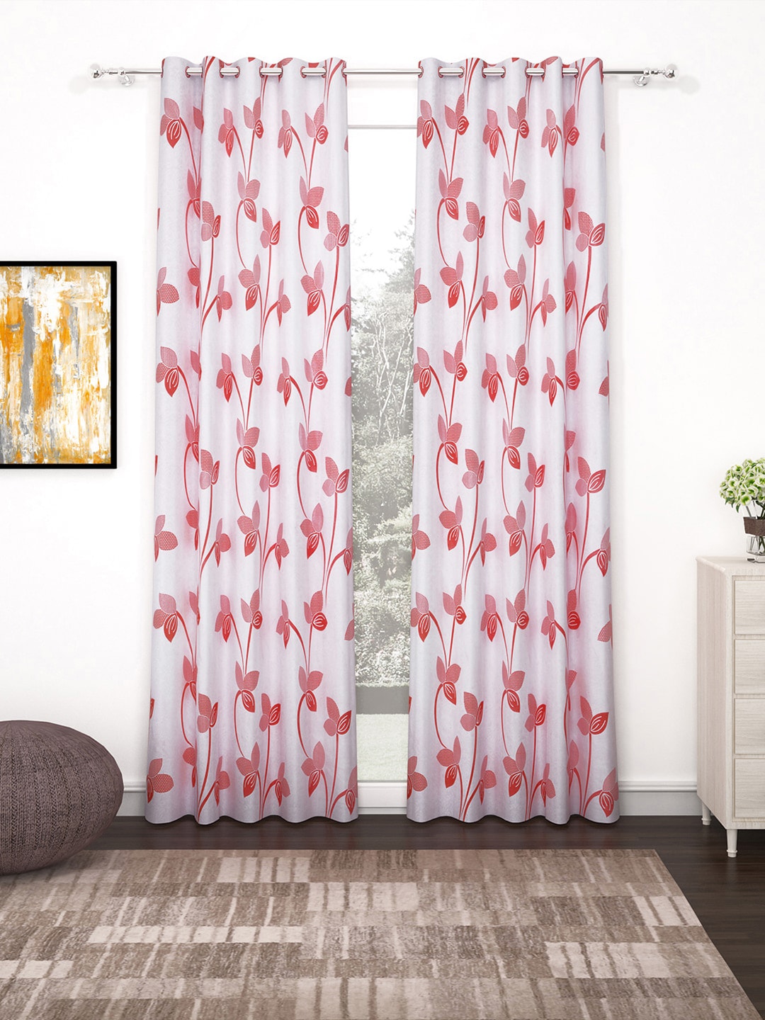 Bedspun White Polyetser Eyelet Ringtop Door Curtains - 2pc Price in India