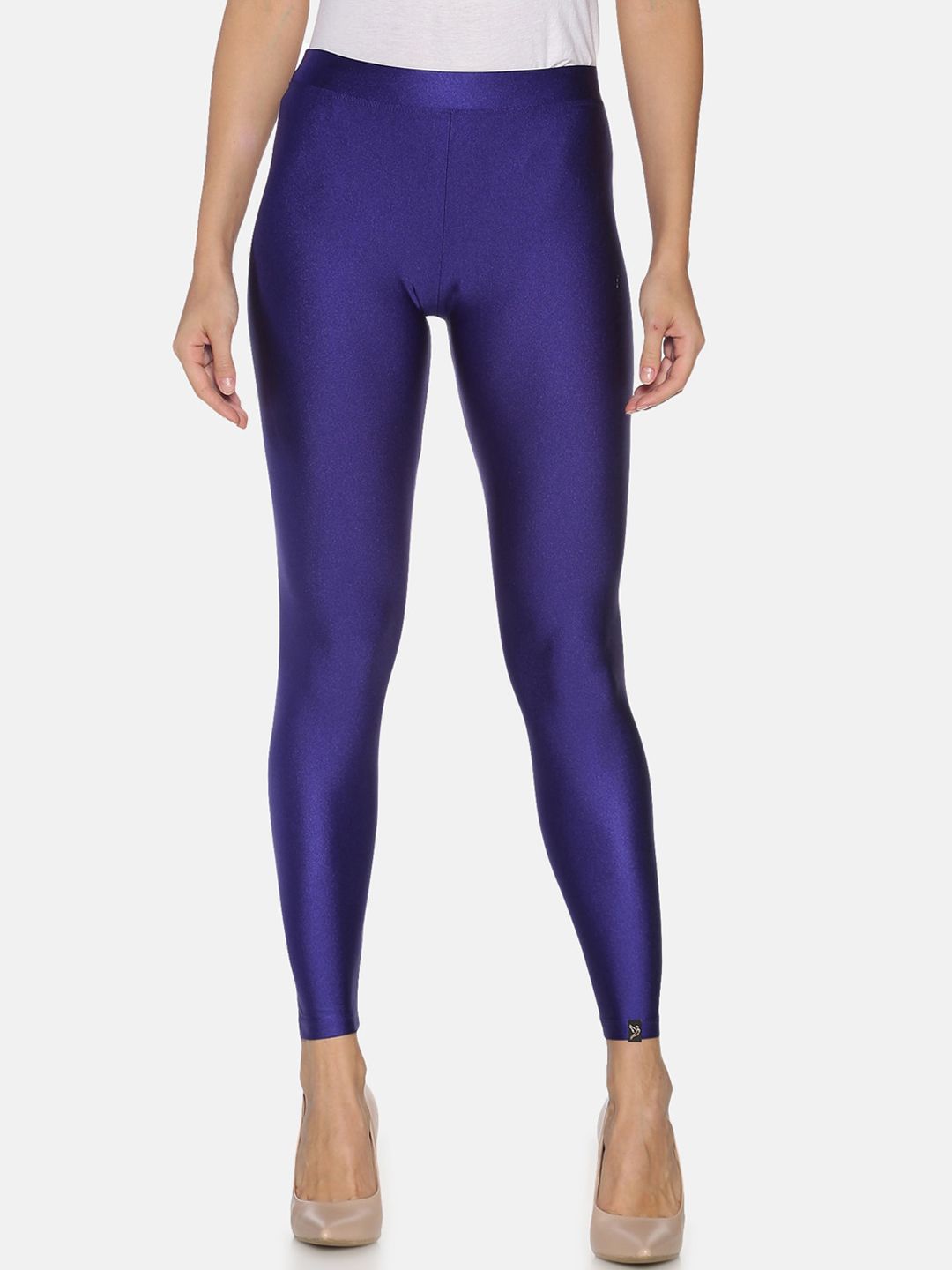 TWIN BIRDS Women Blue Solid Ankle-Length Shimmer Leggings Price in India