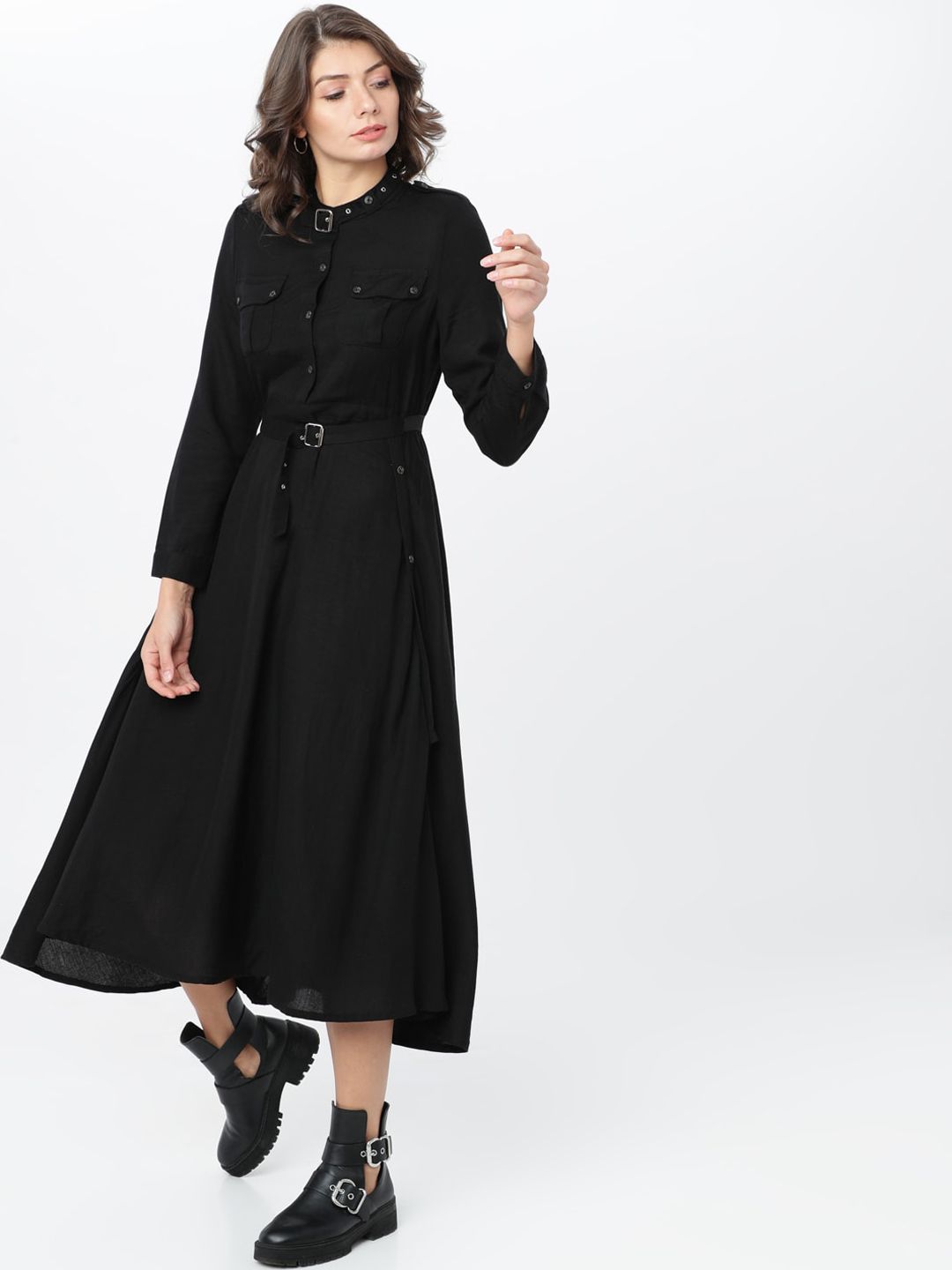 Tokyo Talkies Women Black Solid Shirt Dress