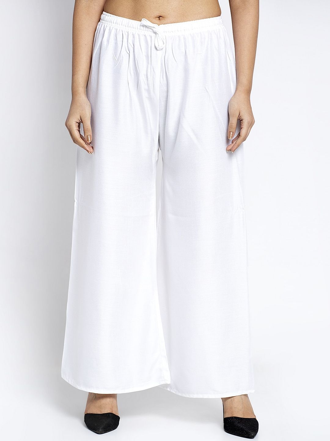 GRACIT Women White Solid Flared Palazzo
