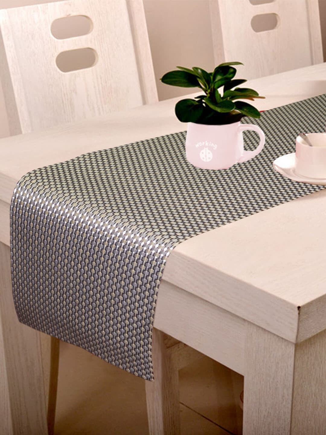 Lushomes Black & Gold-Coloured Geometric Waterproof Heat-Resistant Table Runner Price in India