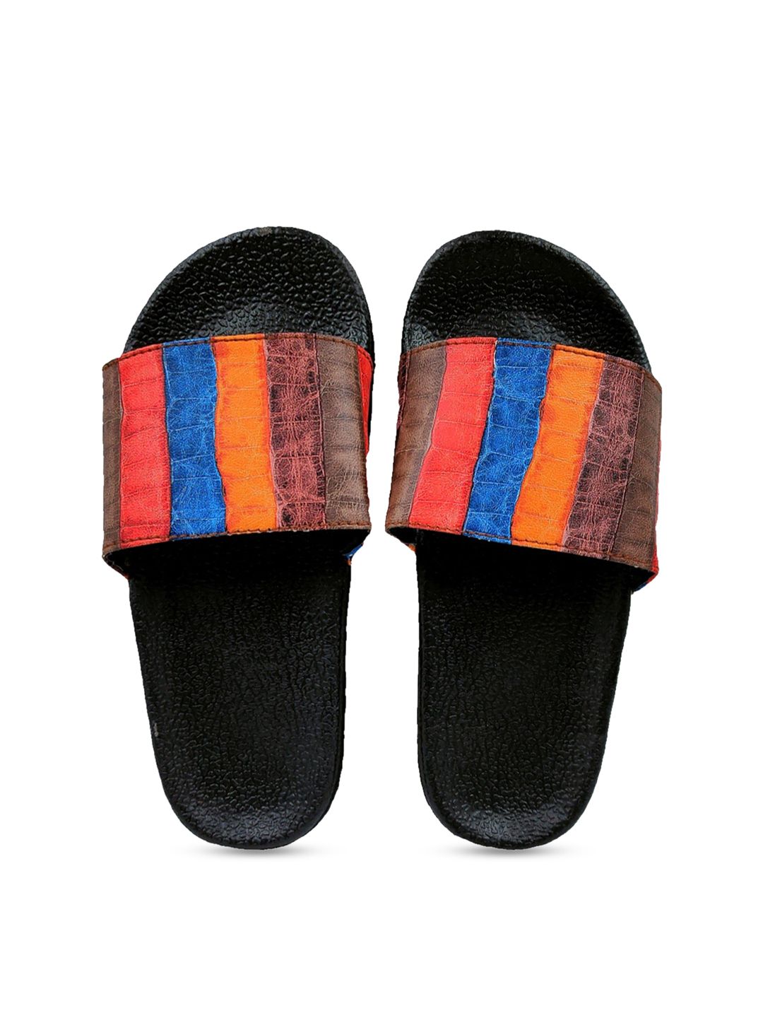 Pampy Angel Women Black & Blue Printed Sliders Price in India