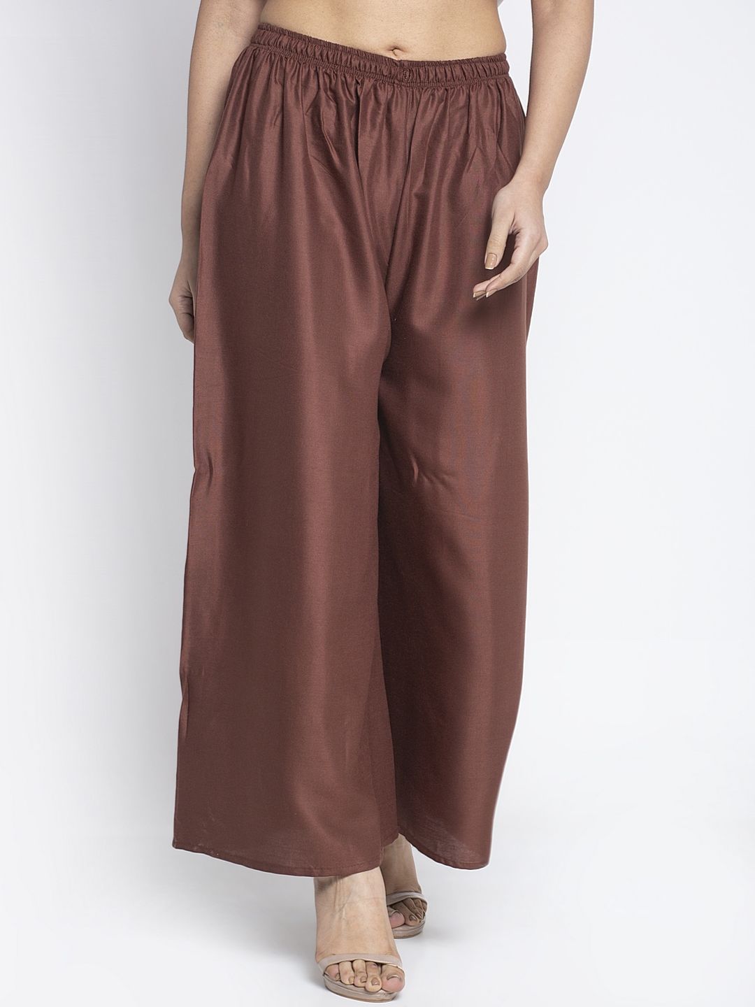 GRACIT Women Brown Solid Flared Palazzo