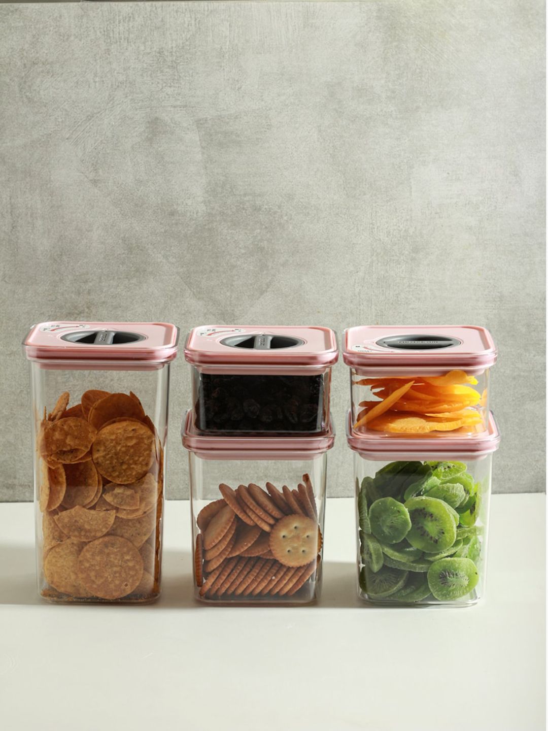 NOW & ZEN Set Of 2 Transparent & Pink Tritan Plastic Air Tight & Leak Proof Smart Seal Food Storage Containers Price in India